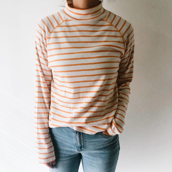 Tommy Hilfiger Tops - Striped Orange & White Mock Neck Top